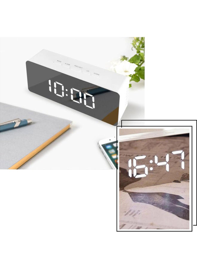 Generic - Mirror Digital Alarm Clock White 14.50 x 4.30 x 7.80cm - Image 1