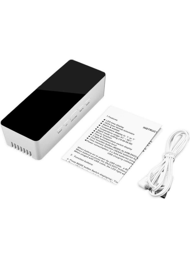 Generic - Mirror Digital Alarm Clock White 14.50 x 4.30 x 7.80cm - Image 1