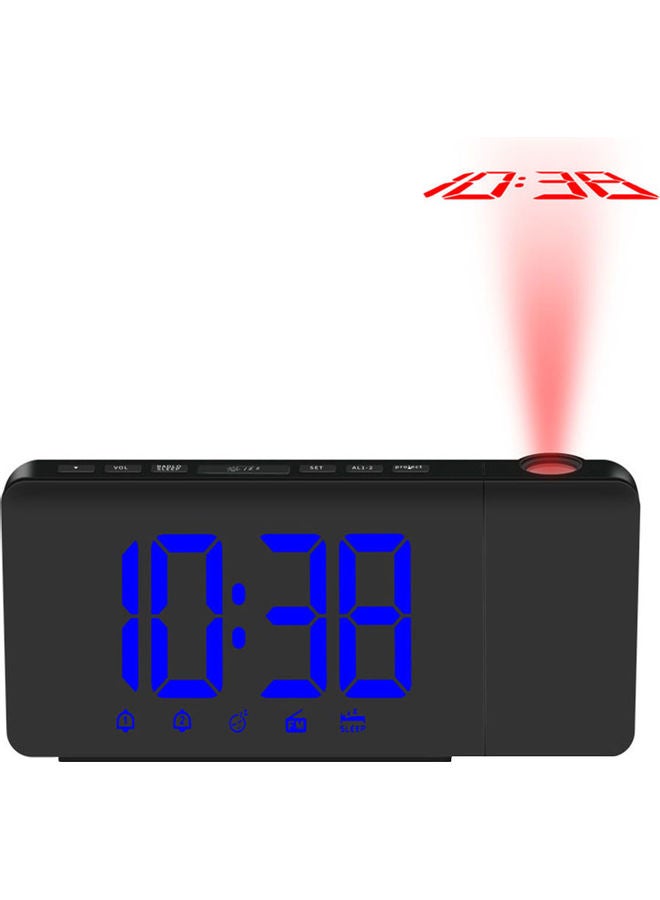 ساعة منبه مع إضاءة LED وتعمل بمنفذ USB أسود 18.30x5x9.80سم  - Image 1