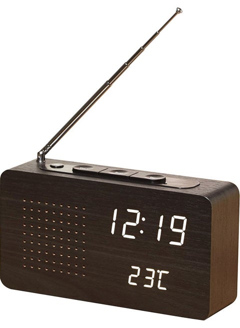 Multifunctional Retro Bedside Radio Wood Alarm Clock High Definition Clock Radio(style3) Brown 16.50 x 4.50 x 9.00cm