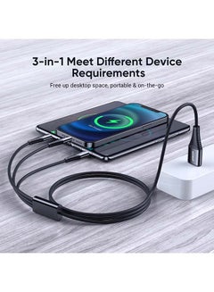 جوي روم كابل USB 3 في 1 مضفر سريع الشحن أسود  - Image 3