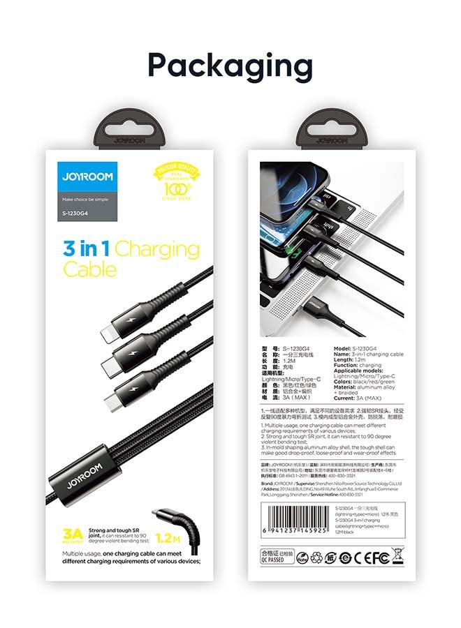 JOYROOM Fast Charging Braided 3 In 1 USB Cable Green  - Image 2