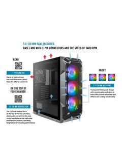 ANTEC Dark Fleet DF600 Flux, Mid Tower ATX Gaming Case, F-LUX Platform, Tempered Glass Side Panel  - Image 4