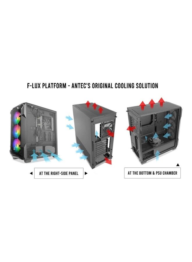 Dark Fleet DF600 Flux, Mid Tower ATX Gaming Case, F-LUX Platform, Tempered Glass Side Panel