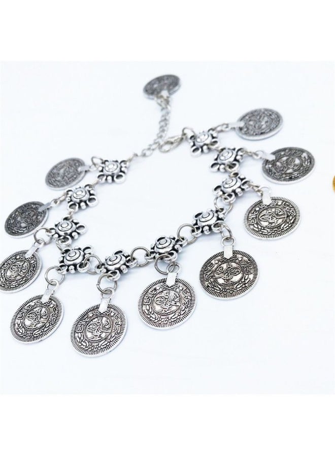 جولي خلخال على شكل عملة معدنية مزين بأشكال الشرابة