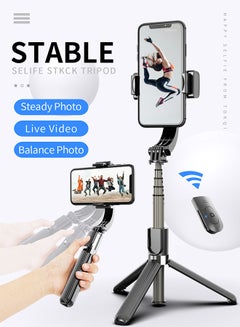 TOKQI 120.0 mAh Wireless Selfie Stick Gimbal stabilizer Tripod Black 