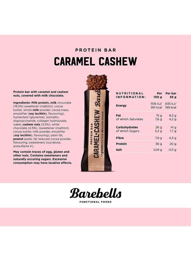 Barebells - Caramel Cashew Protein Bar of 55g Pack Of 12 - Image 1