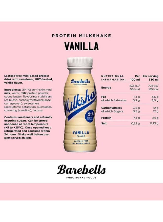Barebells Protein Vanilla Milkshake box of 8 bottle x 330 ml - Image 4