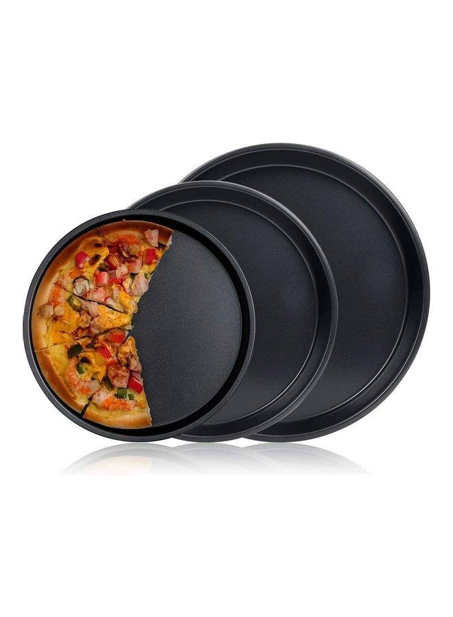 Generic 3-Piece Non-Stick Pizza Pan Black 2.5x25.3cm  - Image 1