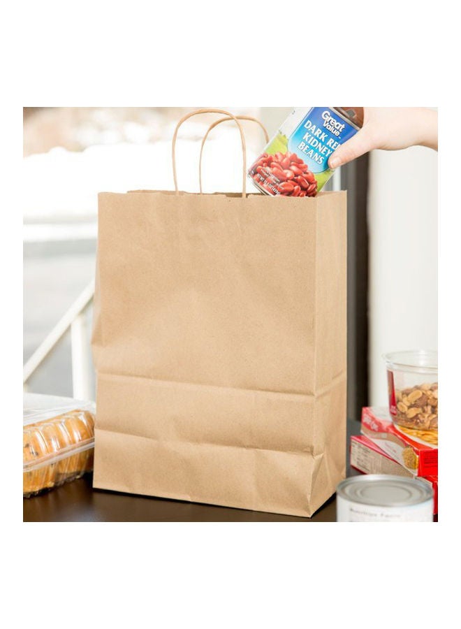 SNH - 10 Pieces Twisted Handle Kraft Bag Small 28x22x12cm Brown - Image 1