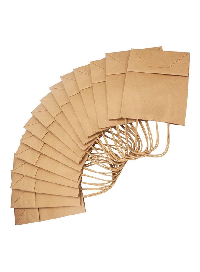 SNH - 10 Pieces Twisted Handle Kraft Bag Small 28x22x12cm Brown - Image 1