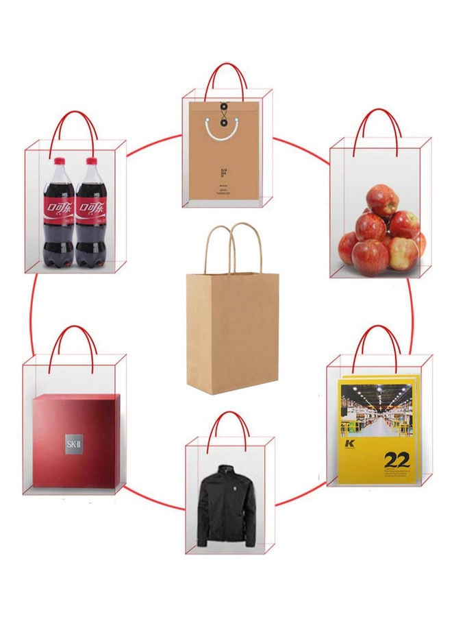 SNH - 10 Pieces Twisted Handle Kraft Bag Large 33x34x18cm Brown - Image 1