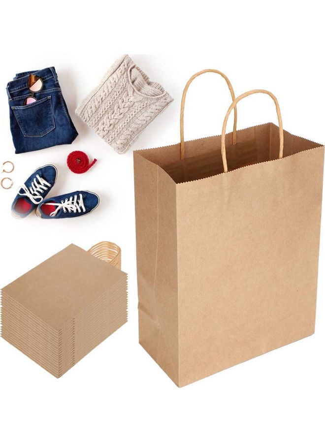 SNH - 10 Pieces Twisted Handle Kraft Bag Large 33x34x18cm Brown - Image 1