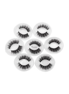 SHIDISHANGPIN 7 Pairs Of Mink Natural False Eyelashes Set Black  - Image 1