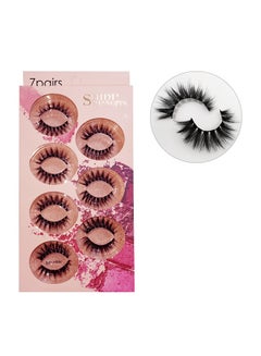 SHIDISHANGPIN 7 Pairs Of Mink Natural False Eyelashes Set Black  - Image 2