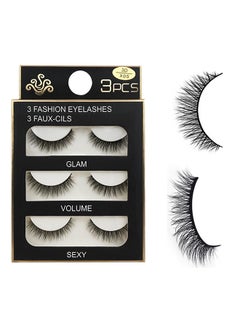 SHIDISHANGPIN 3 Pairs Of Mink Natural False Eyelashes Set Black  - Image 3