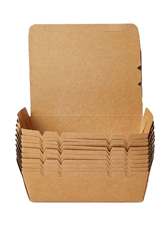 SNH 10-Piece Kraft Lunch Box Extra Small Brown 13.8x4x3.7cm  - Image 1