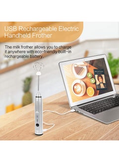 كليك آند بيك ماكينة صنع رغوة الحليب قابلة لإعادة الشحن بمنفذ USB ومزودة بـ3 سرعات وسرعتان للخفق فضي 200جرام  - Image 2