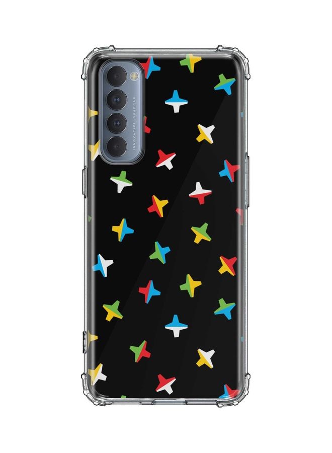 غطاء حماية بطبعة حرف X بلونين لهاتف أوبو رينو 4 برو 4G متعدد الألوان