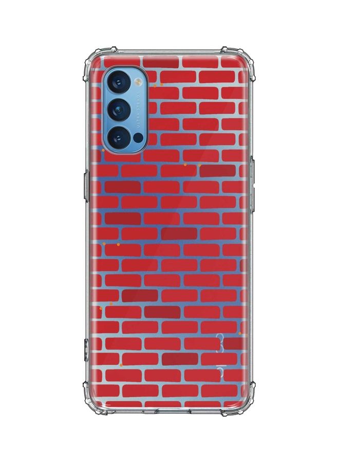 Stylizedd Protective Case Cover for Oppo Reno4 4G - Bricks Wall Red/Clear