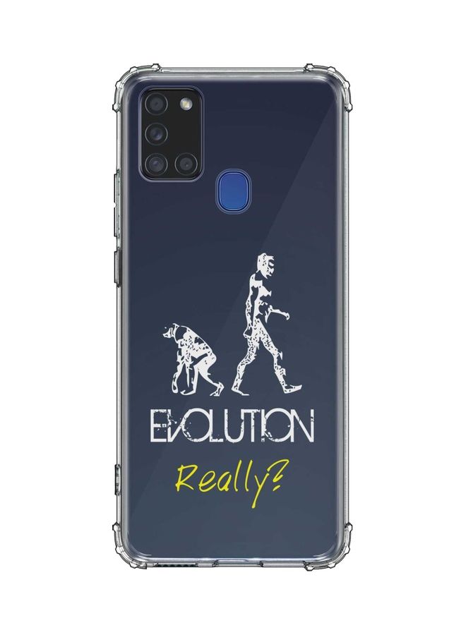 غطاء حماية واق بطبعة عبارة "Evolution Really" مناسب لهاتف سامسونج جالاكسي A21s متعدد الألوان