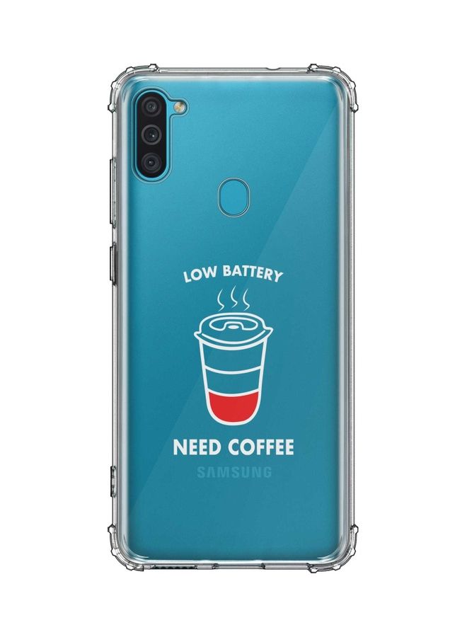 غطاء حماية واقٍ بطبعة "Low Battery Need Coffee" لهاتف سامسونج جالاكسي M11 متعدد الألوان