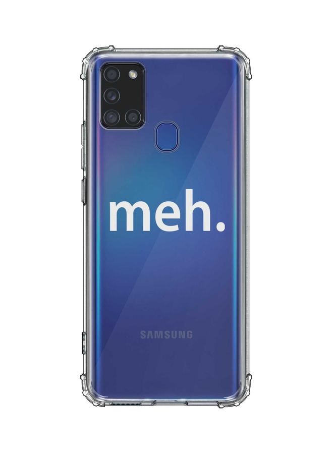 غطاء حماية واقي لهاتف سامسونج جالاكسي A21s شفاف/ أبيض