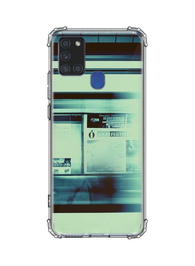 ستايلايزد غطاء حماية واقٍ بطبعة محطة بصورة ضبابية، لهواتف سامسونج جلاكسي A21s متعدد الألوان