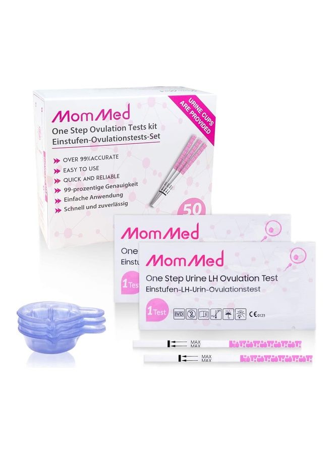 MomMed 50 LH Ovulation Predictor Kit with Free 50 Collection Cups - Image 2