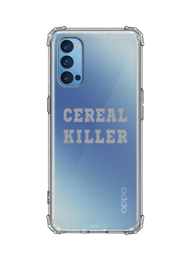 غطاء حماية واقٍ بطبعة عبارة "Cereal Killer" لهاتف أوبو رينو 4 بتقنية 4G شفاف/رمادي