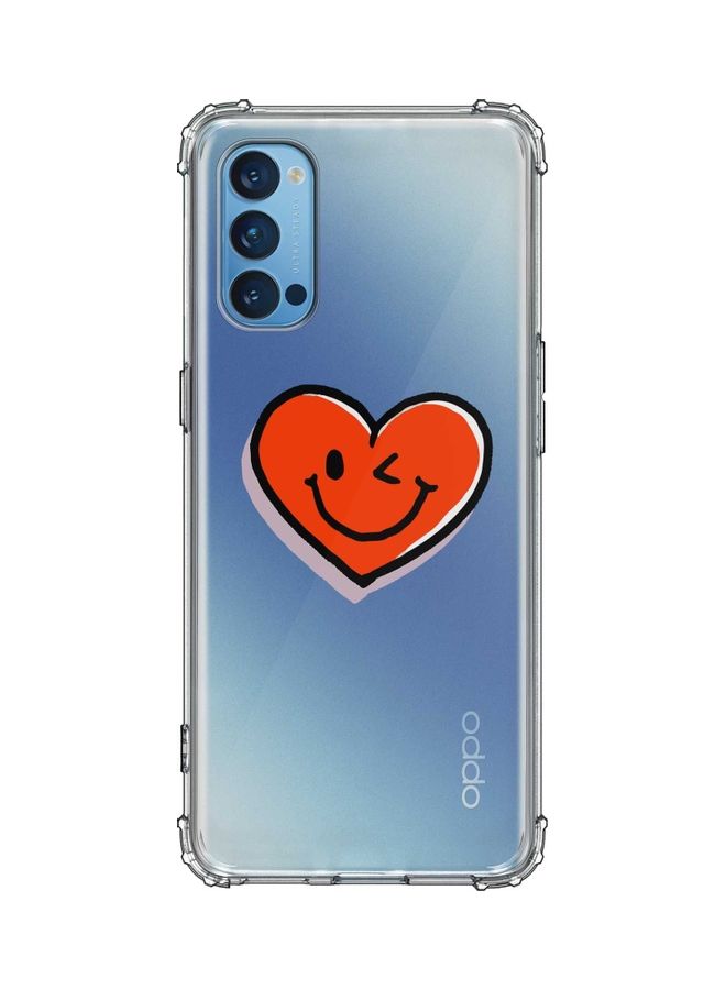 Stylizedd Protective Case Cover for Oppo Reno4 Transparent/Red