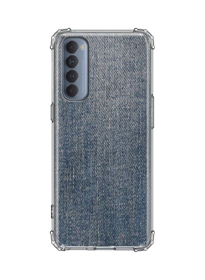 ستايلايزد غطاء حماية واقٍ بطبعة جينز داكن لهاتف أوبو رينو 4 برو أزرق