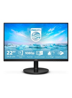 كمبيوتر 221V8/94 مقاس 21.5 بوصة (54 سم) من فيليبس بشاشة LED ذكية للصور، وتقنية TN، وتصميم بلا حدود مع منفذ VGA وHDMI وFHD، ووقت استجابة 4 مللي ثانية، وزاوية عرض بدقة 178x178، ومعدل تحديث 75 هرتز، خالٍ من الوميض، مع حامل VESA أسود
