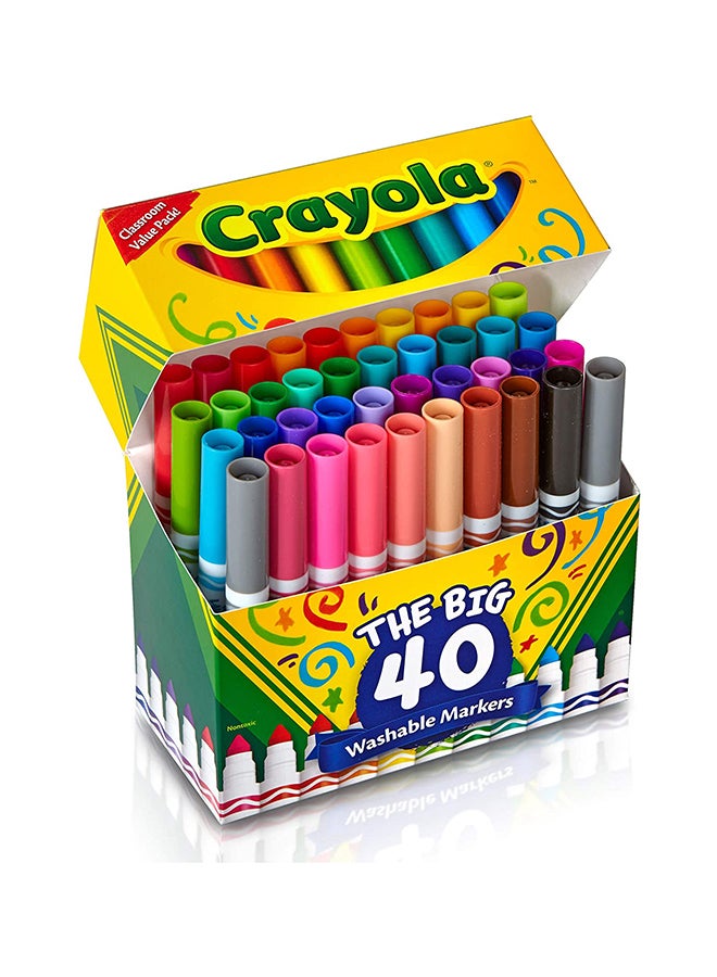 Crayola 40 Piece Ultra-Clean Washable Assorted, Broad Line 27.94x10.64x1.91cm - Image 4