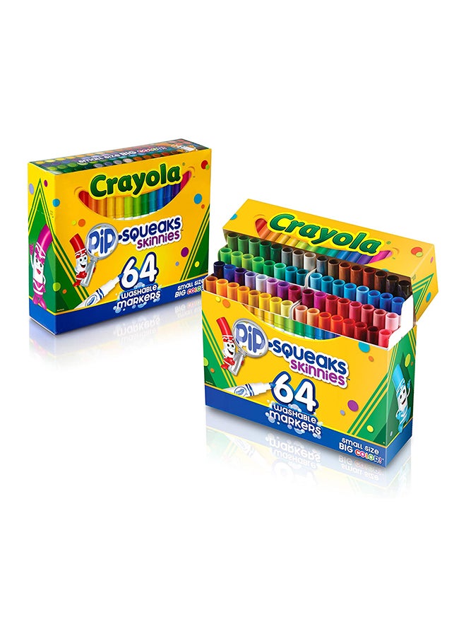 كرايولا مجموعة أقلام ماركر بيب سكويكس سكينيز قابلة للغسل من 64 قطعة 16.66x18.75x1.09سم - Image 2