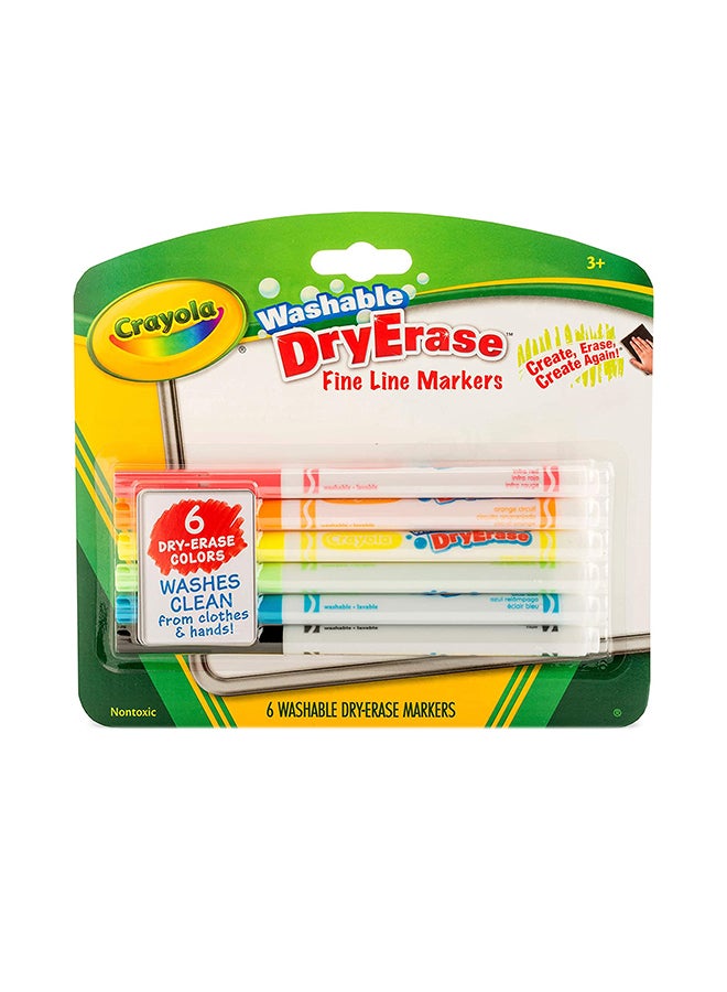 Crayola - 6 Count Dry-Erase Fine Line Washable Markers - Image 1