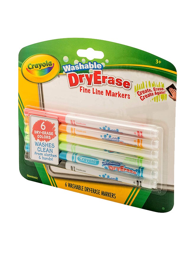 Crayola - 6 Count Dry-Erase Fine Line Washable Markers - Image 1