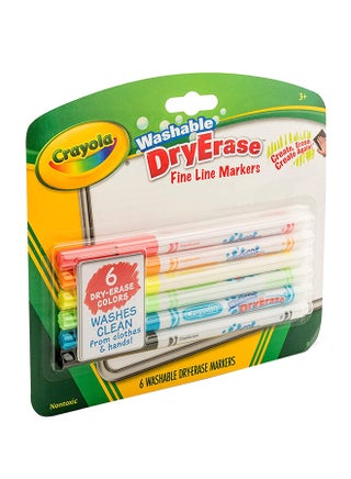 6 Count Dry-Erase Fine Line Washable Markers - view 5