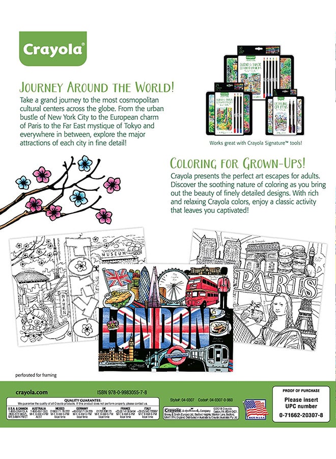 Crayola - Adult Coloring, City Escapes Coloring Books 0.64 x 21.59 x 25.4cm - Image 1