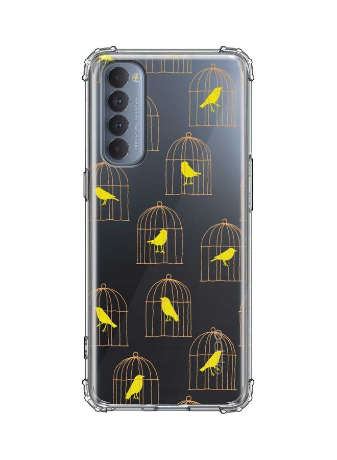 Protective Case Cover for Oppo Reno4 Pro 4G - Caged Birdy Yellow/Clear