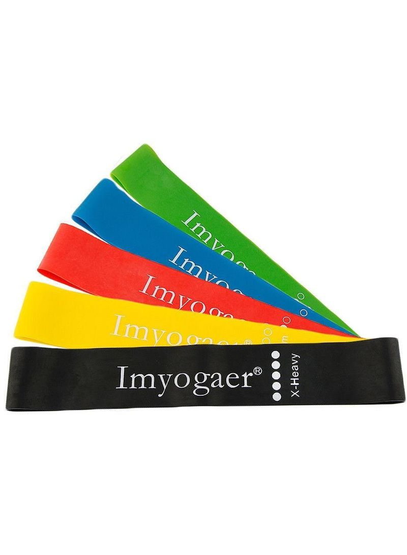 Generic Yoga Stretch Resistance Band Exercise Straps Resistance Loop Bands For Training Gym Yoga Pilates Abs Exercise Fitness Rehab Crossfit Pilates Calisthenics Set Of 5 2.4X7.4cm  - Image 1