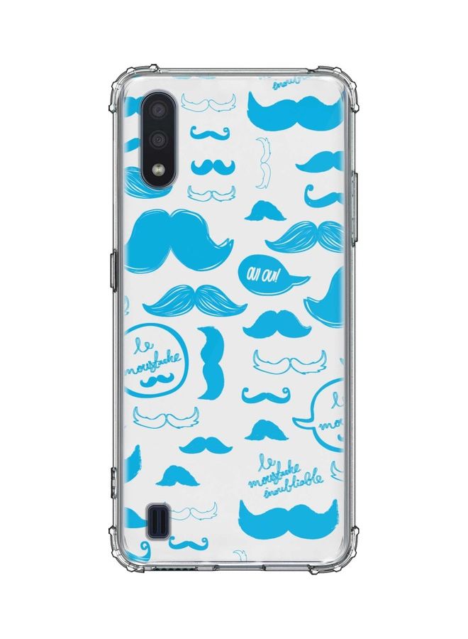 غطاء حماية واق شفاف بطبعة شارب متعدد مناسب لهاتف سامسونج جالاكسي M01 أزرق / أبيض