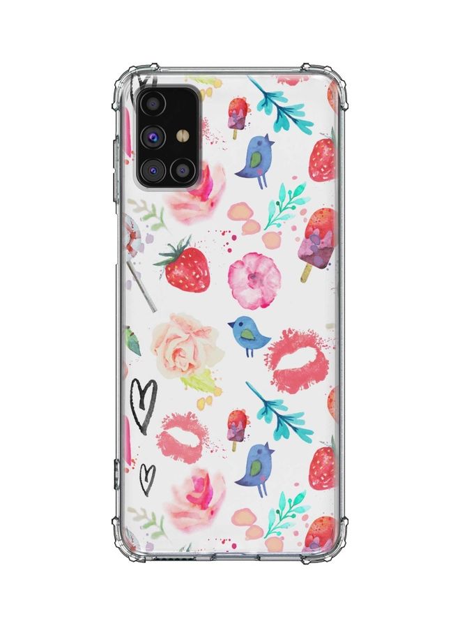 غطاء حماية خلفي واقٍ مزين بطبعة لهاتف سامسونج جالاكسي M51 متعدد الألوان