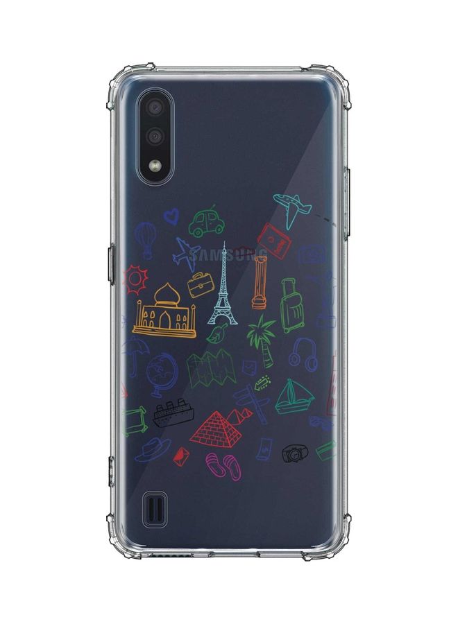 ستايلايزد غطاء حماية واقٍ بطبعة تعبر عن السفر لهاتف سامسونج جالاكسي M01 متعدد الألوان