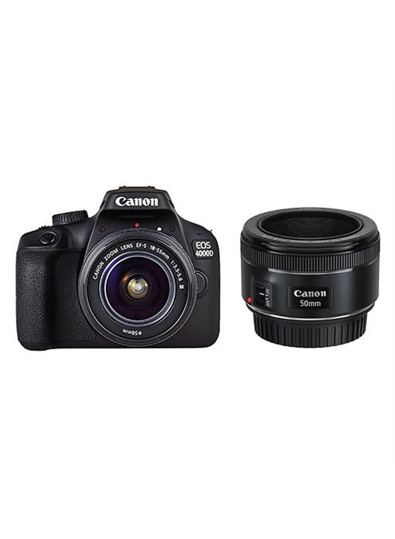 Canon EOS 4000D 18-55 III + 50mm STM Lens Bundle Kit Black  - Image 1