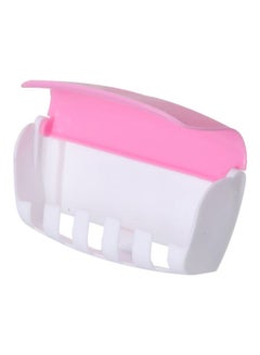 Generic Toothpaste Dispenser With Holder For Five Toothbrushes Pink/White  - Image 1