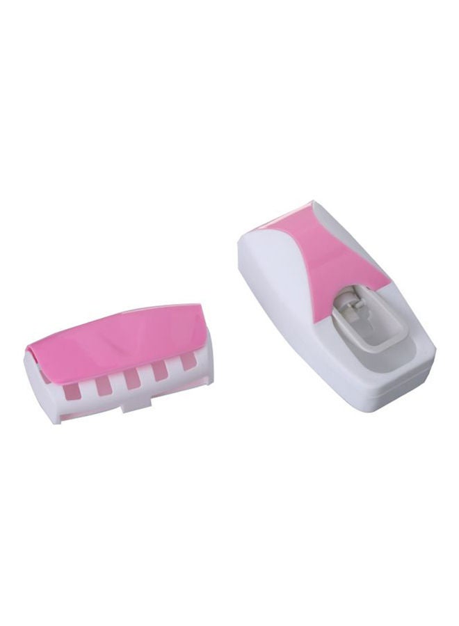 Generic - Toothpaste Dispenser With Holder For Five Toothbrushes Pink/White - Image 1