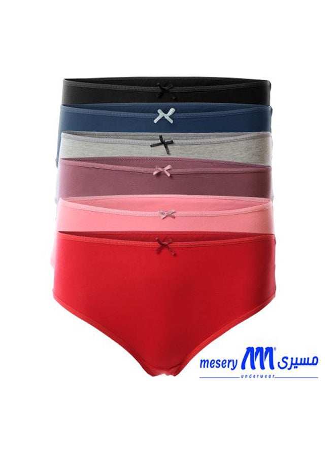 Mesery Bundle OF Six Brief Smooth Cotton Hipster Panties Multicolour  - Image 1