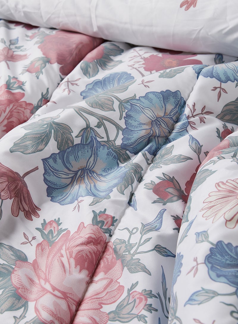 Amal Comforter Set King Size All Season Everyday Use Bedding Set Extra Soft Microfiber 3 Pieces 1 Comforter 2 Pillow Covers  Light Blue/Rose Pink Polyester Light Blue/Rose Pink 240 x 260cm - Image 3