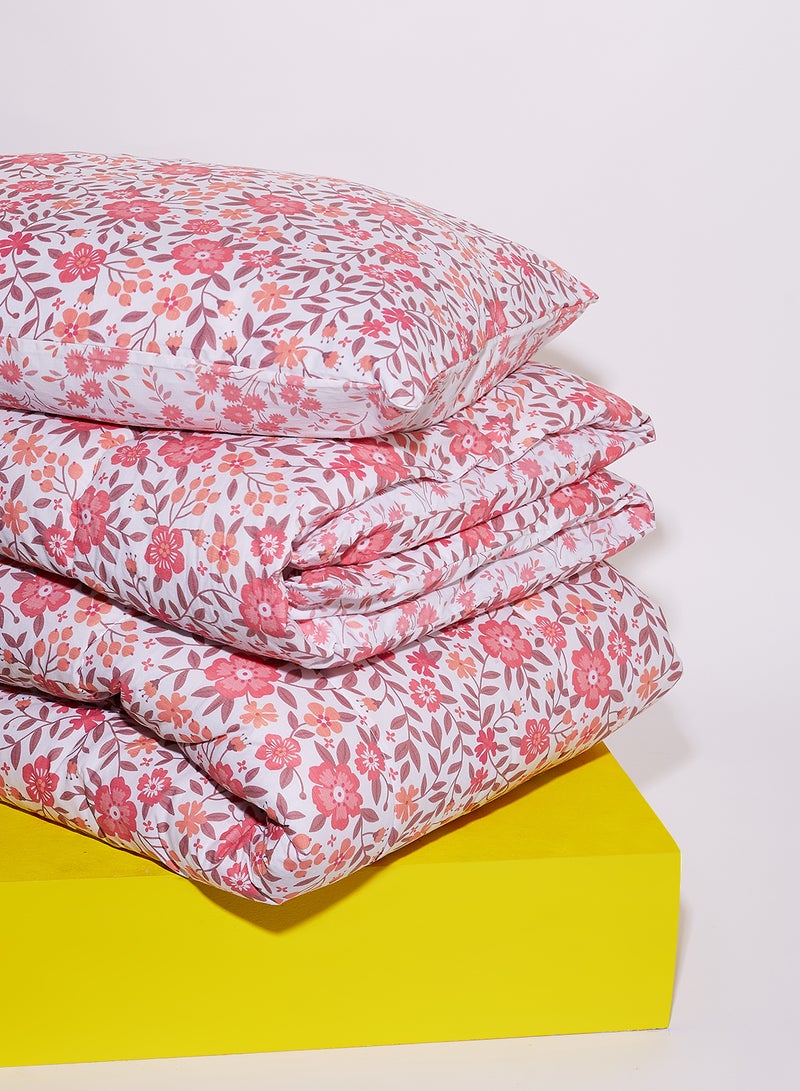 Amal - 3-Piece Comforter Set - 100% Cotton King Size All Season Everyday Use Bedding Set 1 Comforter 2 Pillow Covers Cotton Fuchsia 260X240 + Pillow Cover 50X75cm - Image 1